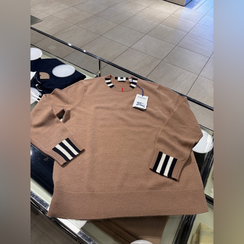 Burberry Icon Stripe Cashmere Sweater Brown Medium - Picture 3 of 7